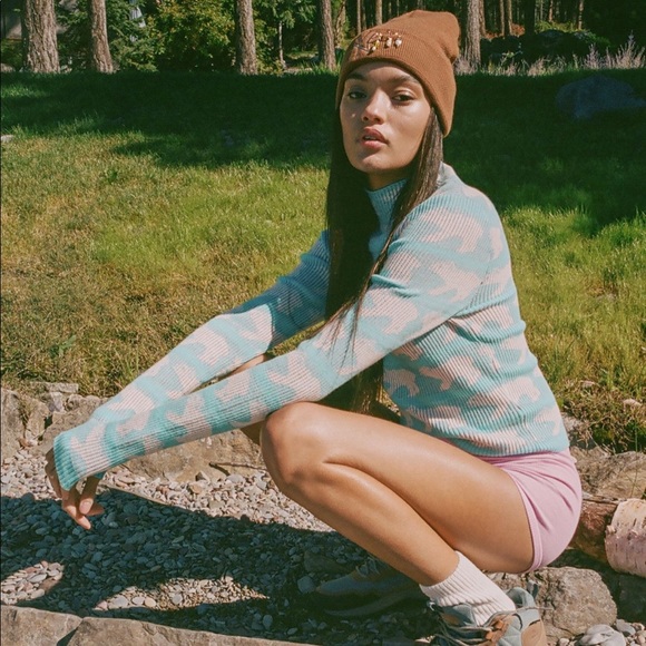 NWT UO Polar Bear BDG Shauna Jacquard Ribbed Lightweight Sweater - Picture 5 of 5